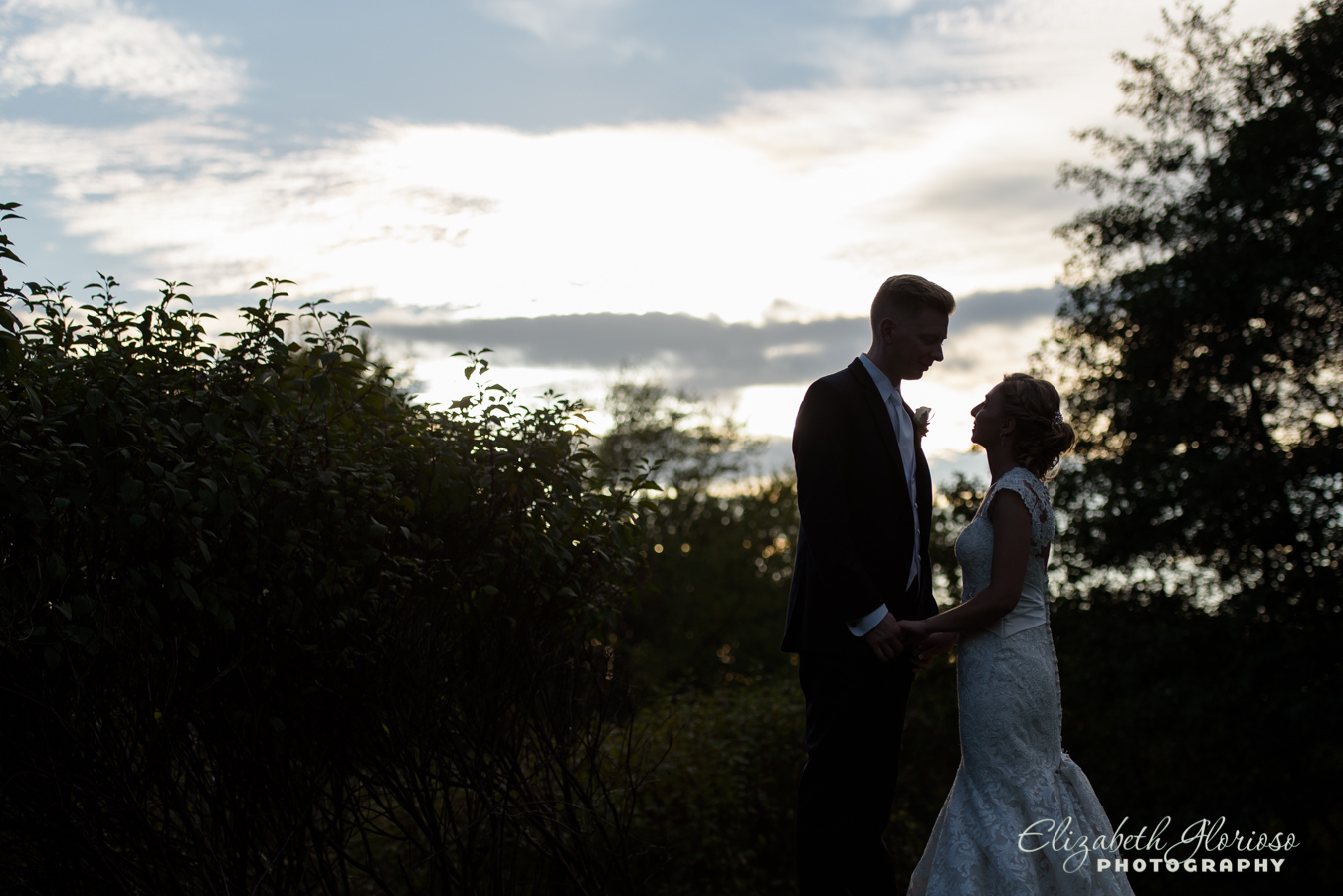 bride and groom at sunset Cleveland Ohio 